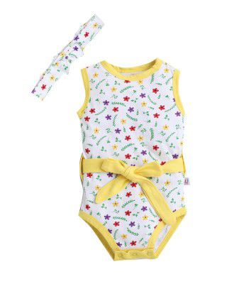 BUMZEE Fancy Bodysuit With Hair Band For Baby Girl