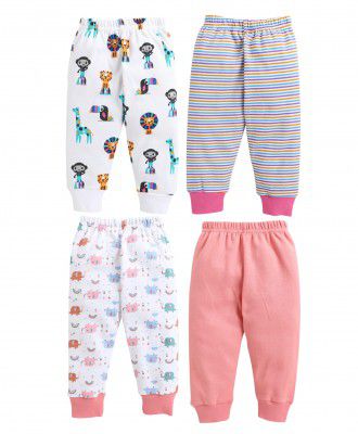 BUMZEE Full Length Printed Pajamas for Baby Girls Pack of 4