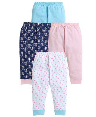 BUMZEE Full Length Printed Pajamas / Joggers for Girls Pack of 4