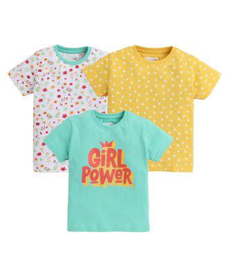 BUMZEE Girls Printed Half Sleeve T-Shirt Pack of 3
