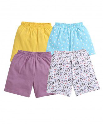 BUMZEE Girls Printed Shorts Pack of 4