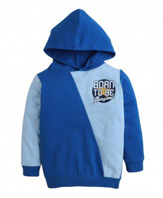 BUMZEE Royal Blue Boys Full Sleeves Cotton Hooded Sweatshirt (Peb9775)