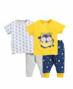 BUMZEE Yellow & Grey Half Sleeve Boys T-Shirt & Pajama Set Pack Of 2 Age - 5-6 Years...