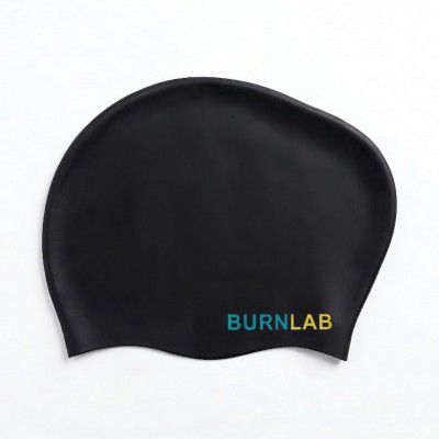 Burnlab Silicone Swimming Cap for Long Hair, Comfortable Fit for Pool Use, Adult (Black)