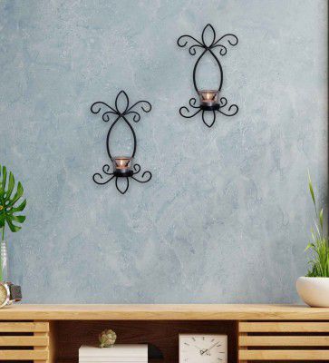 Butterfly Black Metal Wall Tealight Candle Holder