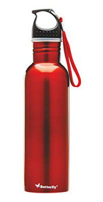 Butterfly ECO Stainless Steel Water Bottle | 750 ML | for School, Trekking or Office Bag | Leak Proof | Rust Proof | Sturdy Built | Silver