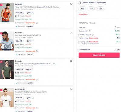Myntra : Buy 3 & Save Extra 40% + 8% Off | For Men's Clothing