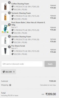 Buy Any 5 Bombay Shaving Company Products @ JUST 399/-