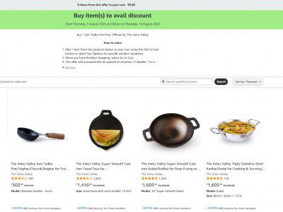 Buy any The Indus Valley and get Tadka Pan Free