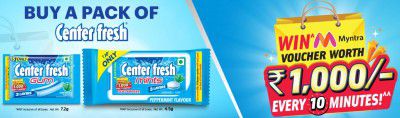 Buy Pack Of Center Fresh Win Myntra Voucher Rs. 1000 Every 10 Minutes