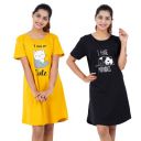Buy That Trendz Women's Cotton Graphic Print Knee Length Short Nightdress (Pack of 2)...