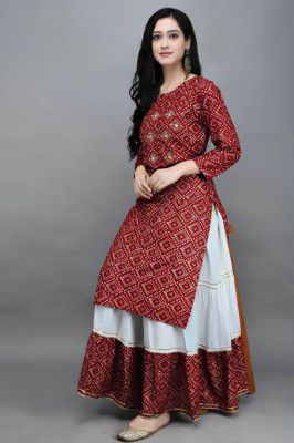 BUY&TRY Women Kurta and Skirt Set Viscose Rayon