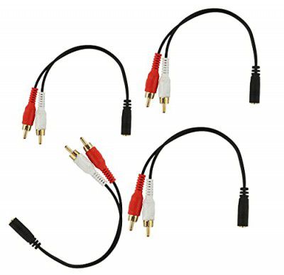 C & E 0.6m Female to 2 RCA Male Stereo Audio Cable Gold Plated PACK OF-4