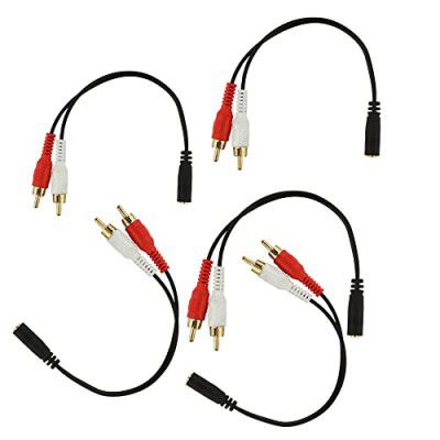 C & E 0.6m Female to 2 RCA Male Stereo Audio Cable Gold Plated PACK OF-5