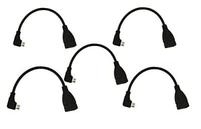 C & E 5 Pack-Micro USB OTG to USB 2.0 Adpater OTG Cable-Right Angle