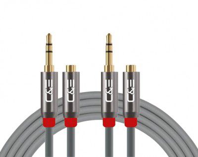 C & E (Cables & Etc® Pure Copper 3.5mm Stereo Audio Extension Cable Male Female Connectors with Zinc Alloy Metal Plugs Cable [ 2 Pack] [ 10Feet, [ 3 Meters]