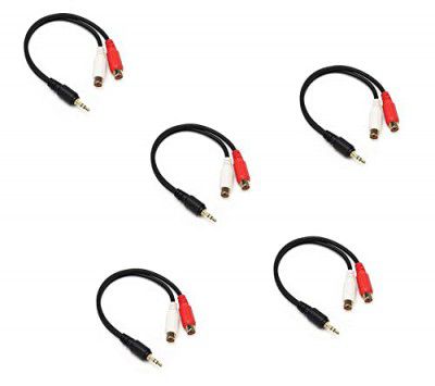 C & E RCA 1 Male to 2 Female Audio Speaker Y Adapter Splitter Cable 0.6m PACK OF-5