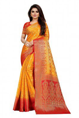 C J Enterprise Womens Banarasi Soft Silk Kanchipuram Pattu Sarees With Blouse Piece