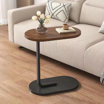 C-Shaped Side Table for Sofa & Bed | Wooden Modern Coffee Table (Oval)