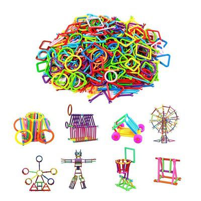Cable World 200+ Assembly Colorful Straw Educational Building Blocks for Kids (Include 200+ Stick)