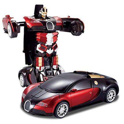 Cable World Plastic Battery Operated Converting Car to Robot, Robot to Car Automatically, 3 Year, Pack of 1, Red and Blue