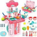 Cable World Plastic 3 in 1 Portable Pretend Food Party Role Cooking Kitchen Play Set Toy for Boys and Girls - Pink...