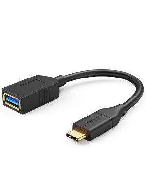 CableCreation Short USB Type C to USB 3.0 Female Adapter, 0.5 FT (Gen1) USB3.1 Type C to Type A Adapter OTG Cord Compatible with MacBook Pro, Galaxy S8, S9, etc, Black