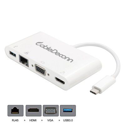 CableDeconn 4in1 USB-C to HDMI 4K VGA USB3.0 Hub Gigabit Ethnernet