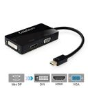 CableDeconn Gold Plated Multi-Function Mini Displayport(Thunderbolt Port Compatible) to DVI/VGA/HDMI TV AV HDTV 3-in-1 Cable in Black (B0409BK)...