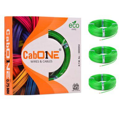 CabONE Pack of 3 Electrical Wire 0.75mm | 90 Meter Single Core Copper Cable