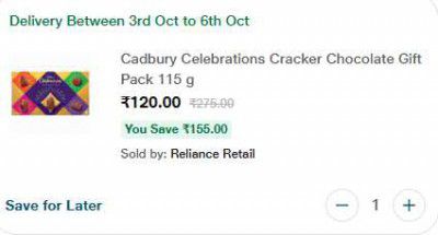 Jiomart Loot : Cadbury Celebrations Cracker Chocolate Gift Pack 115 g