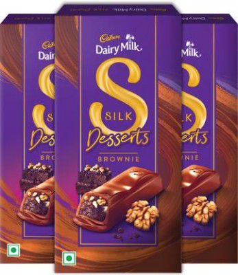 Cadbury Dairy Milk Silk Desserts Brownie Chocolate Bars  (3 x 140 g)