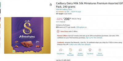 Cadbury Dairy Milk Silk Miniatures Premium Assorted Gift Pack, 240 grams