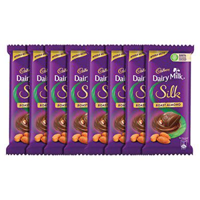 Cadbury Dairy Milk Silk Roast Almond with whole nuts Chocolate Bar 58g - Pack of 8