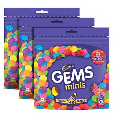 Cadbury Gems Chocolate Home Treats Pack, 126.4 g (Pack of 3)