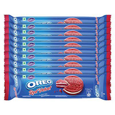 Cadbury Oreo Red Velvet Biscuit, 120g- Pack of 10