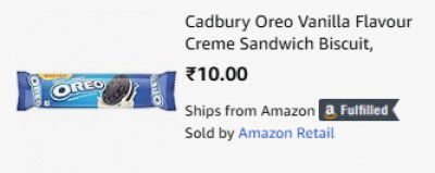 Cadbury Oreo Vanilla Flavour Creme Sandwich Biscuit, 116.25 g/125.25g (weight may vary)