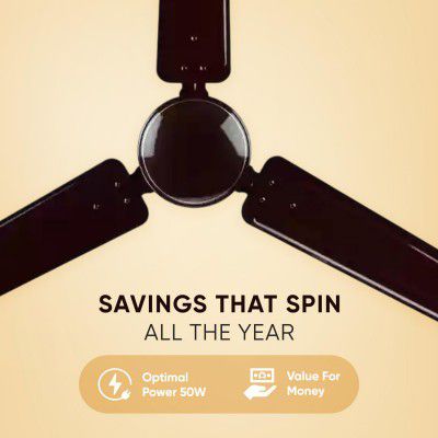 CADLEC Breeza 1200mm/48 inch Ceiling Fan | 3-Year Warranty | Brown-Pack of 1