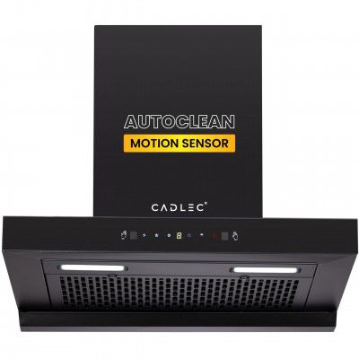 Cadlec PeakFlow 60cm Filterless T-Shape Kitchen Chimney | 1400 m³/hr Powerful Suction | Auto Clean with Oil Collector | Feather Touch + Gesture Control Technology | 20-Year Warranty | Black