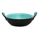 Caffeine Ceramic Handmade Black & sea Green Serving Kadhai (Large)...