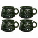 Caffeine Ceramic Handmade Green Bubble Tea Cups (Set of 4 pcs)...