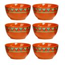 Caffeine Ceramic Handmade Orange & Green Triangles Dining Bowl(Set of 6, 200 ml)...