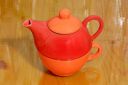 Caffeine Ceramic Stonwear Handmade Red & Orange 2 in 1 Tea Pot & Cup (Single Kettle with Cup) Set -1...