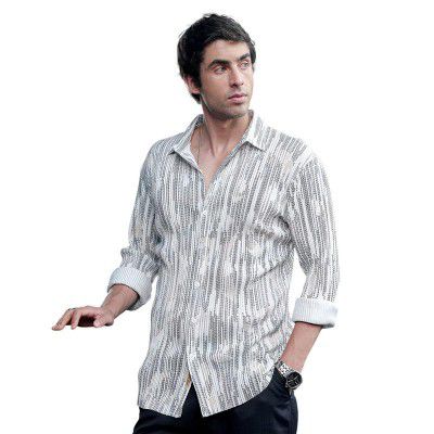 CAHOOT Men Shirt | Spread Collar, Long Button-Cuff Sleeves | Button, Curved Hem 