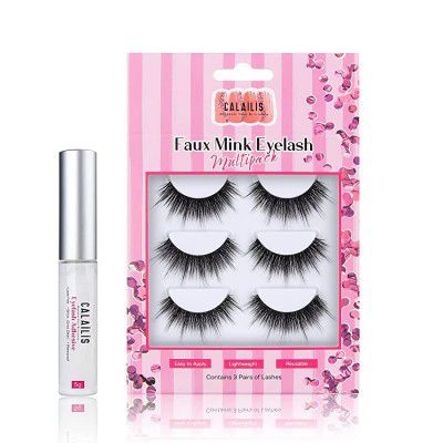 CALAILIS False Eyelash 3D Effect 3 Pairs With 5g False Eyelash Glue