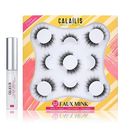 CALAILIS False Eyelash, 7 Pairs with 5g False Eyelash Glue