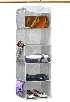 Callas Houseware 5 Shelves Hanging Closet Organizer | Hanging Shelves with Sturdy Metal Frame (Color-Gray | H 115 X W 30 D 25 cm)
