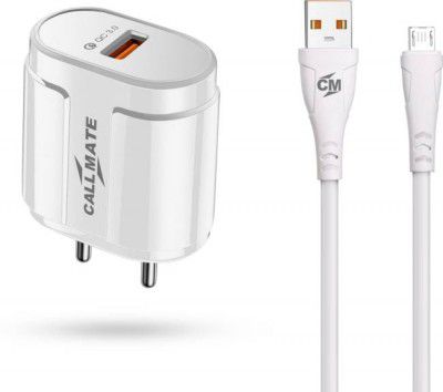 Callmate 12 W Qualcomm 3.0 3.1 A Mobile Charger with Detachable Cable (White, Cable Included)