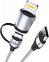 Callmate 2-in-1 Cable 2 A 1 m 60W 2in 1 Type C to Type C Fast Charging/ Data Cable  (Compatible with Type C and Lightning Devices, Silver, One Cable)...