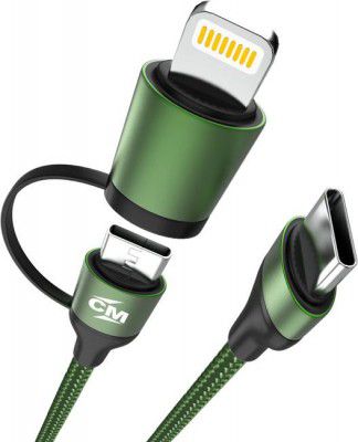 Callmate 2-in-1 Cable 2 A 1 m 65W Data & Fast Charging  (Compatible with Compatible with Type C and Lightning Devices, Green, One Cable)